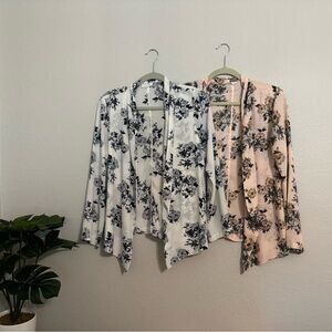 Lush Floral Open-Front Cardigans Set of 2